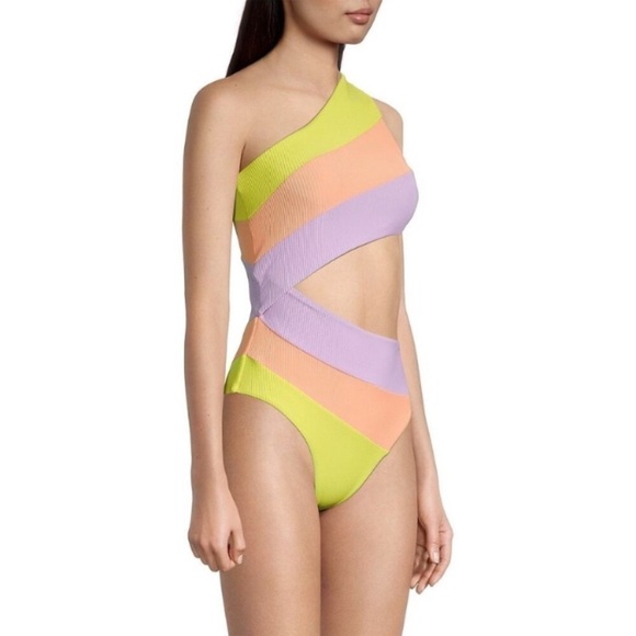 New! Beach Riot Joyce swimsuit purple colorblock 24485 - Picture 6 of 12